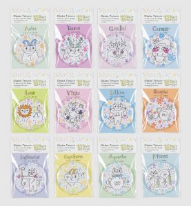 ねこと12星座モチーフを組み合わせたイラストピンバッジ